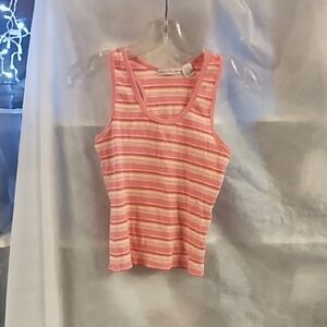 One Step Ahead Pink and White Striped Tank Top